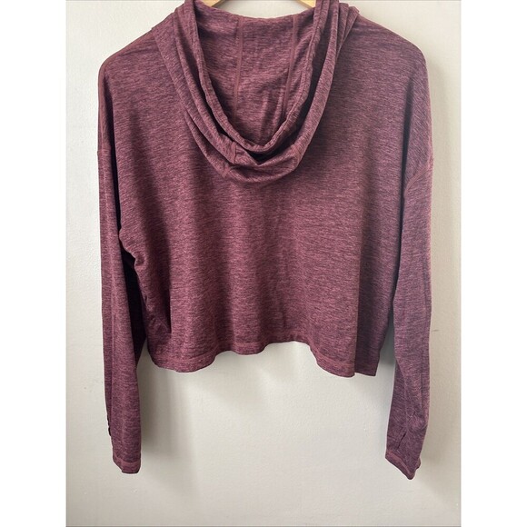 Athleta Women’s Burgundy Oversized Crop Hoodie Sweatshirt XS - Picture 4 of 7